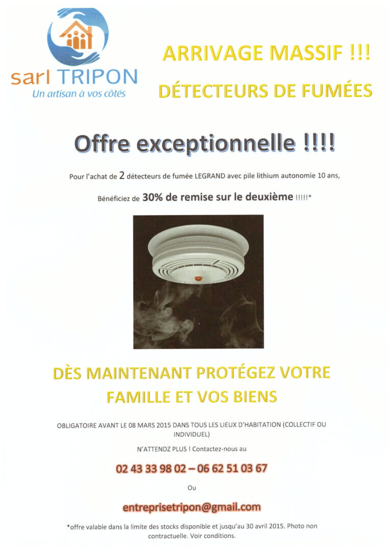 Lire la suite à propos de l’article PROMOTION Détecteurs de fumées !!